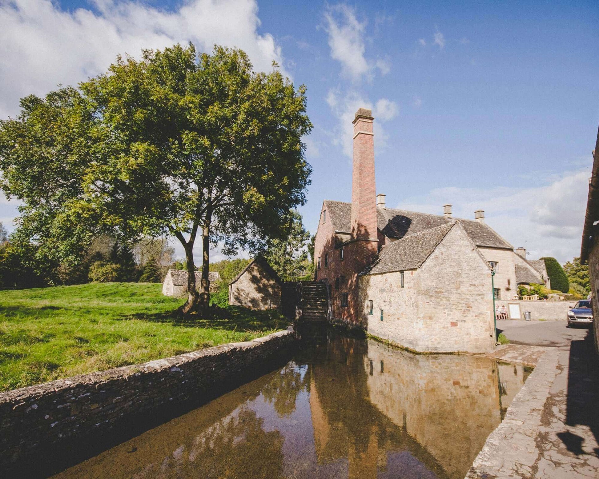 An old village with a stream 